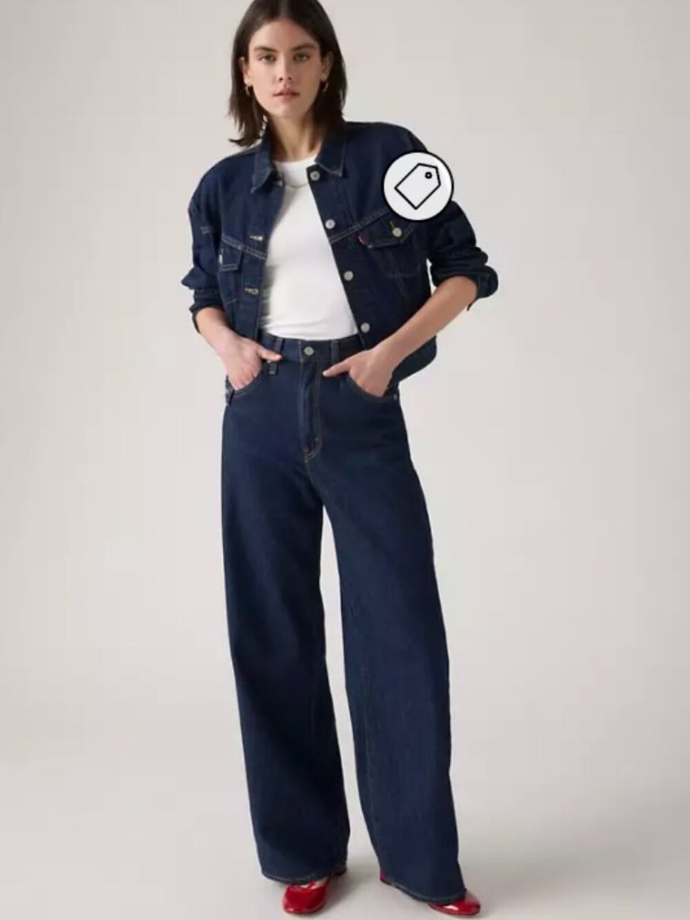 Levi's Women's Dark Blue Cinch Baggy Jeans 28x32 tall